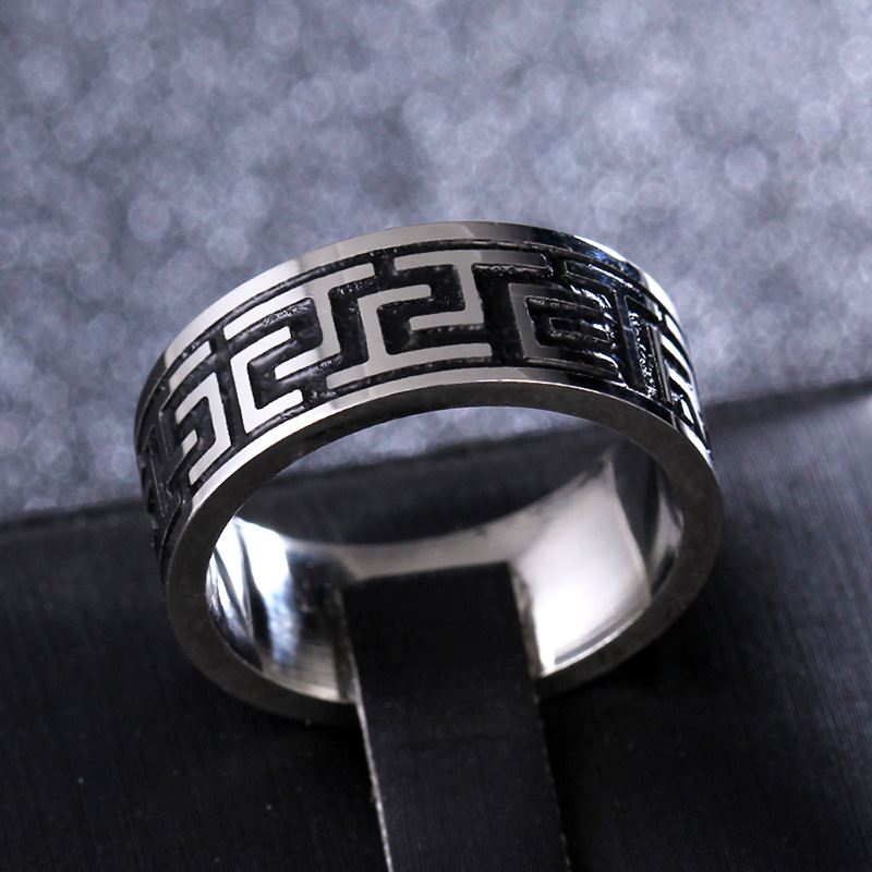 Title 5, Heren titanium stalen vintage ring titanium staal