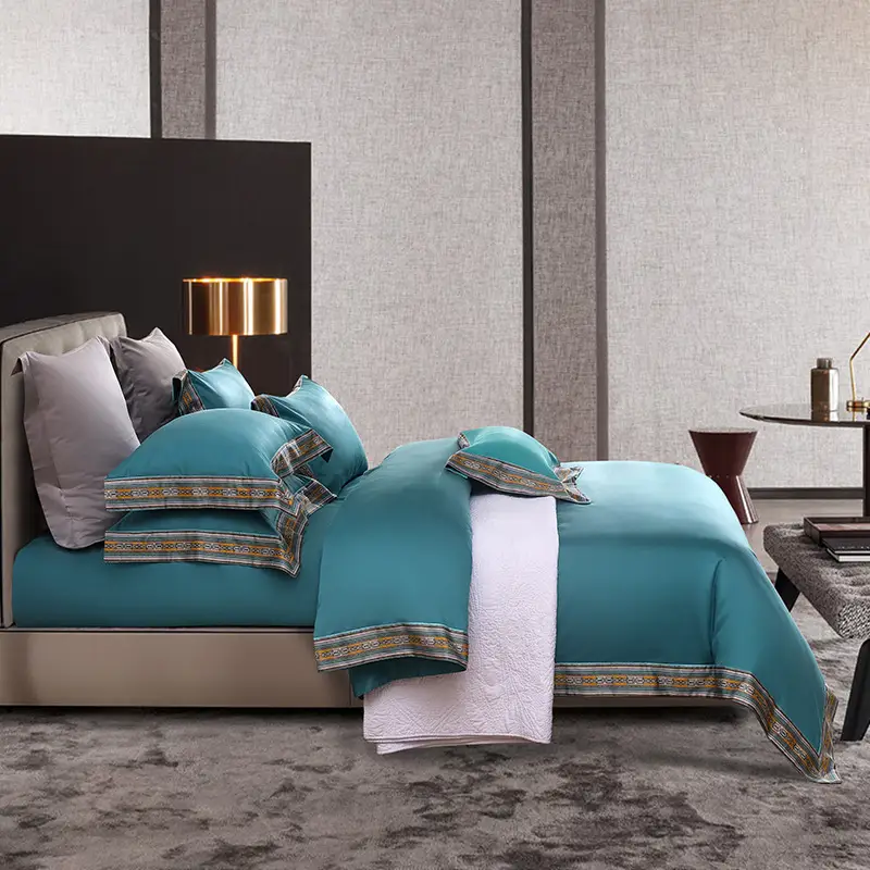 Combed Cotton Bedding Set with Decorative Edging