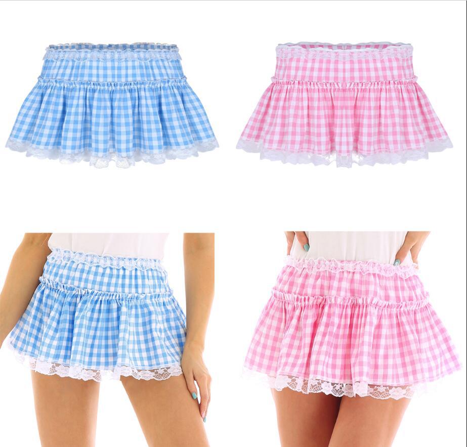 Pleated Lace Check Mini Skirt