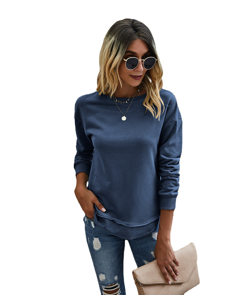 Title 5, Fashion Sweater Solid Color Irregular Stitching...