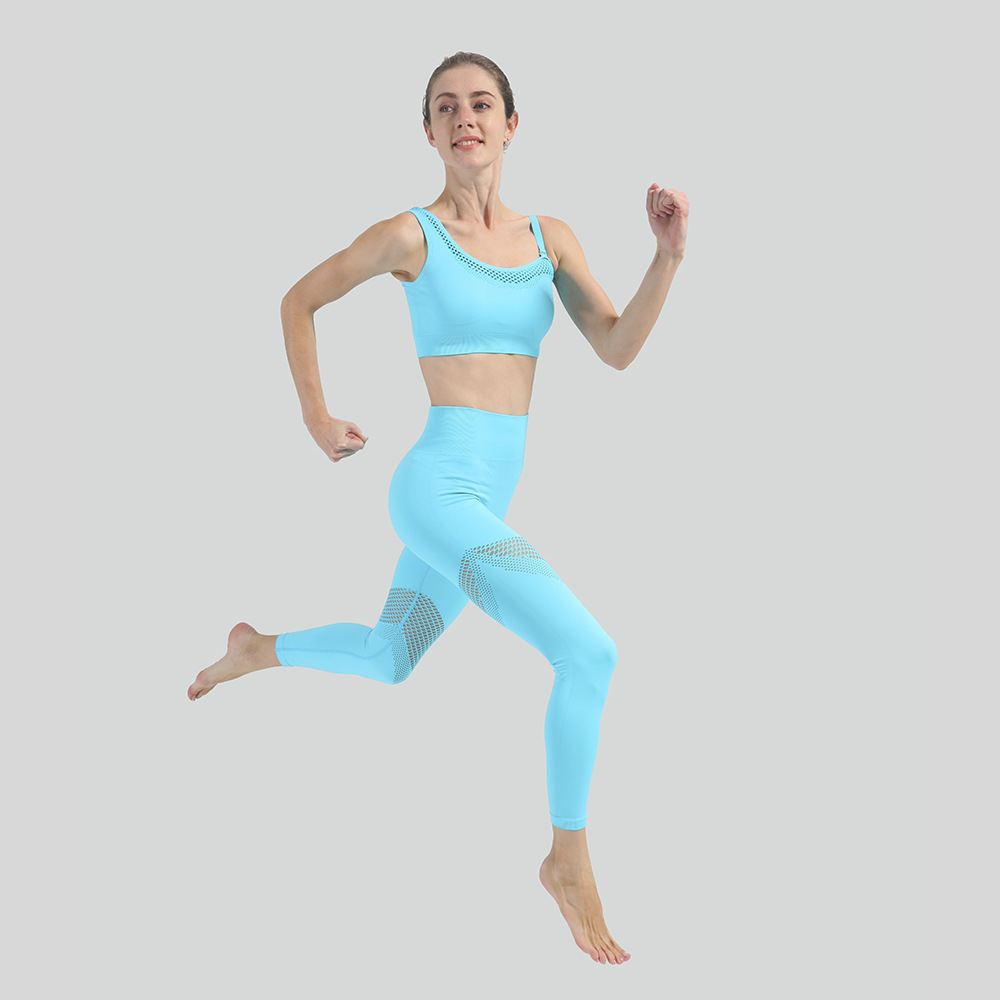 One-Shoulder  Bra High Waist Hollow Oblique Mesh Stretch Pants Women's Suit