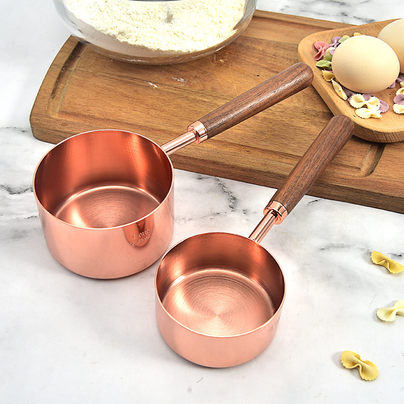 Title 4, Copper-plated Spoon Measuring Cup With Walnut H...