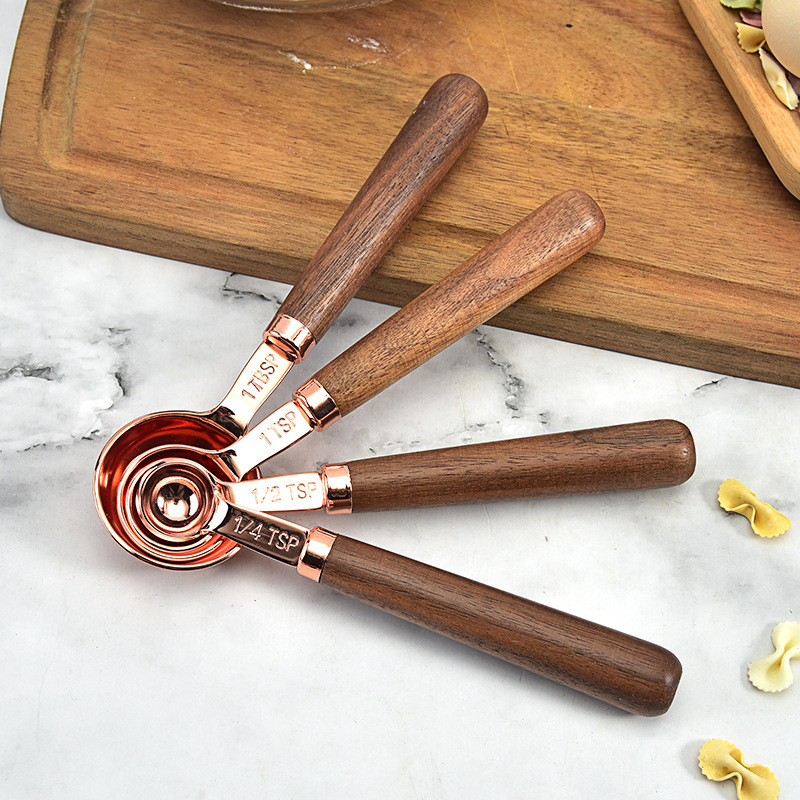 Title 2, Copper-plated Spoon Measuring Cup With Walnut H...