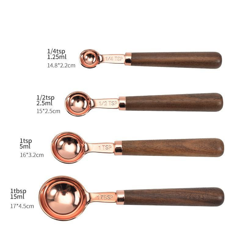 Title 7, Copper-plated Spoon Measuring Cup With Walnut H...