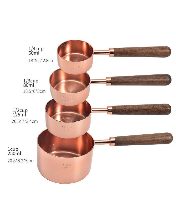 Title 6, Copper-plated Spoon Measuring Cup With Walnut H...