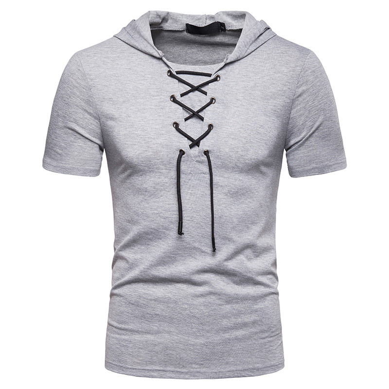 Men's Short-sleeved T-shirt With Hood and Loose Fit
