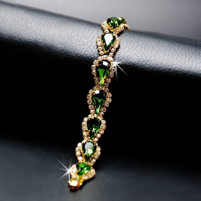 Fashion OL Crystal Bracelet Ladies Gold Shiny Full Rhinestone Bracelet