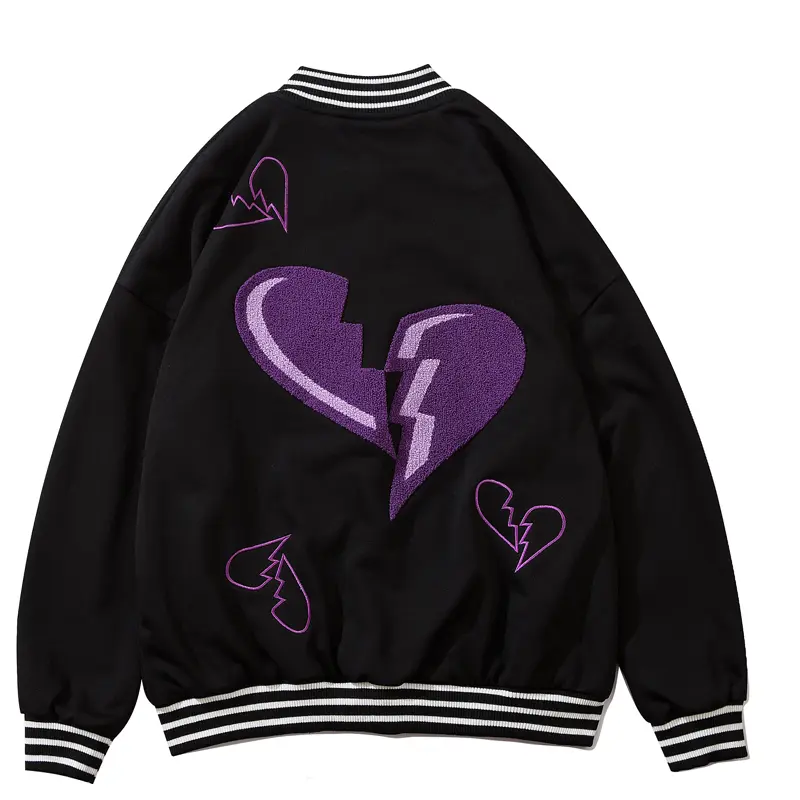Men's Retro Simple Style Heartbreak Embroidery Baseball Uniform Jacket