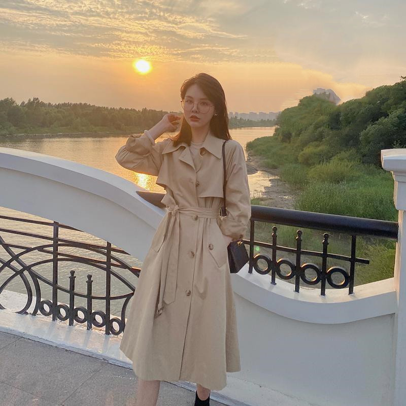 Mid-Length Versatile Khaki Windbreaker Jacket