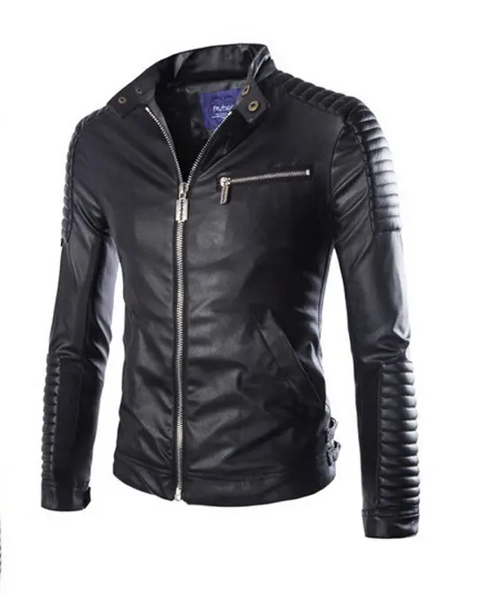 Men's Solid Color Leather Jacket Motorcycle