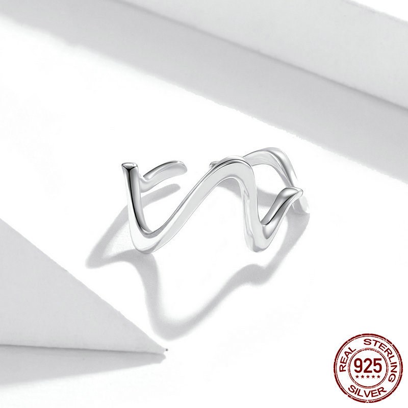 Simple Wave Curve Ring Jewelry Sterling Silver Ring