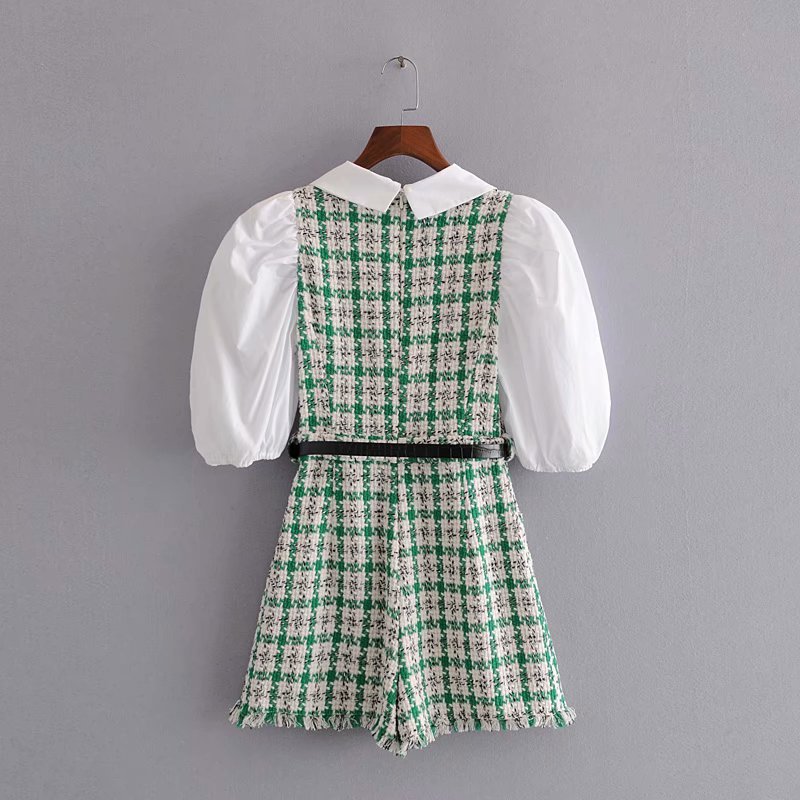 Title 2, Combinaison en tweed avec ceinture, short vert ...