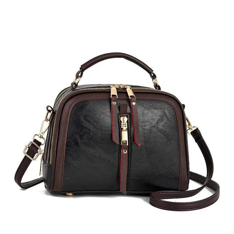 Retro Ladies Small Square Shoulder Messenger Bag Handbag - Black