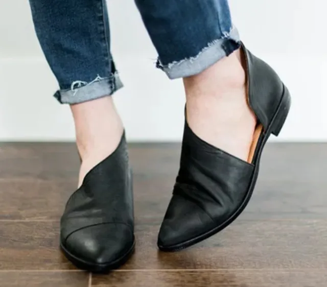 Low Heel Flat Single Shoes Side Hollow Pointed Toe Nude Boots Nude - Shop at LoveMi