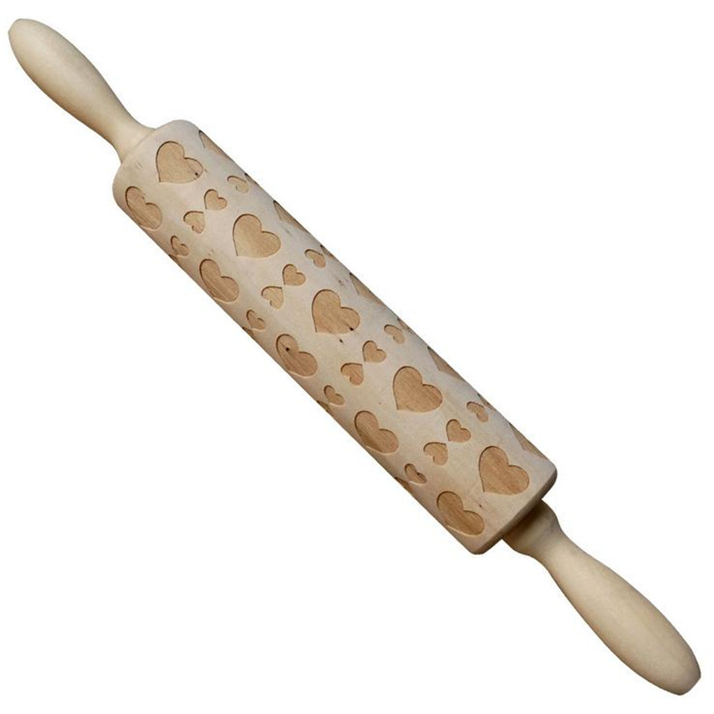 Title 4, Wooden Rolling Pin Laser Engraving Love Pattern...