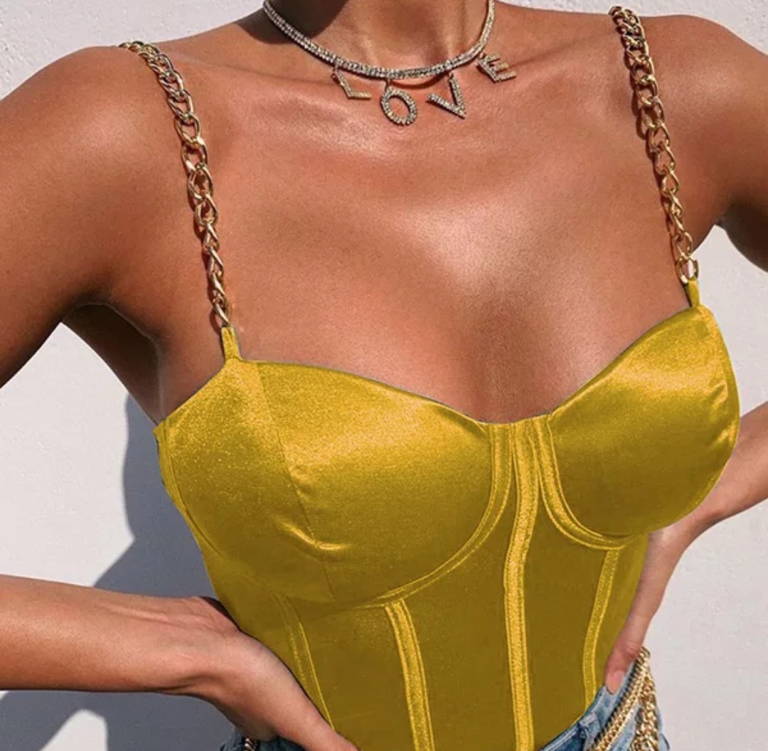 Title 8, Slim-fit metal chain satin camisole for a chic,...