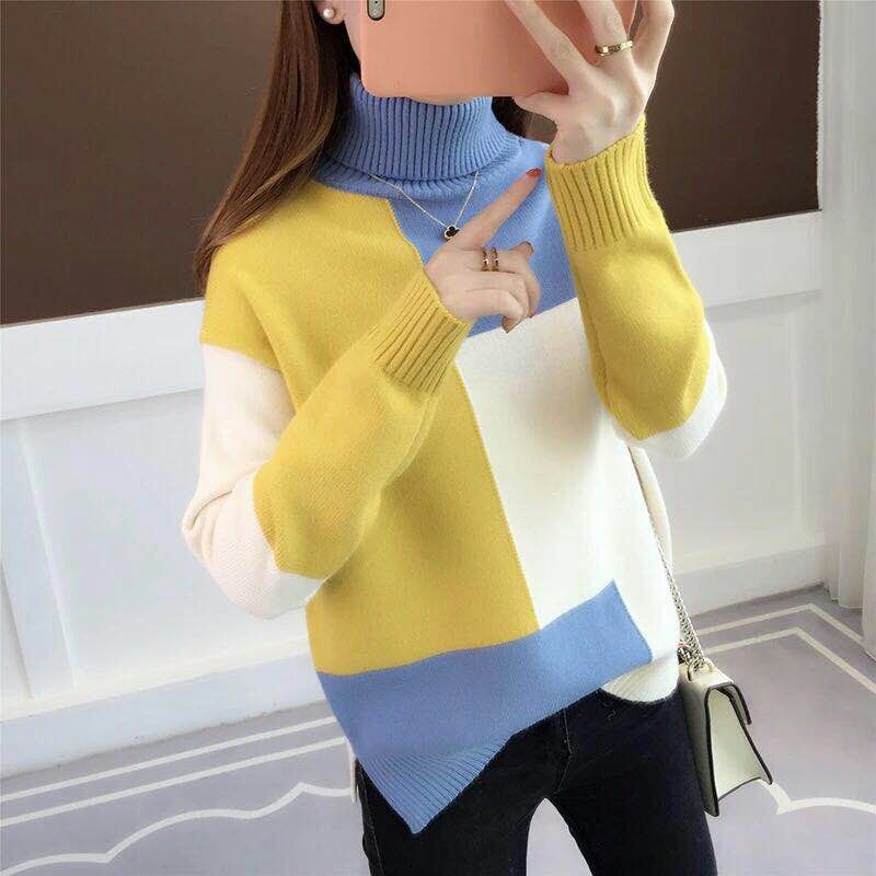 Lapel Short Color-block Knit Bottoming Shirt