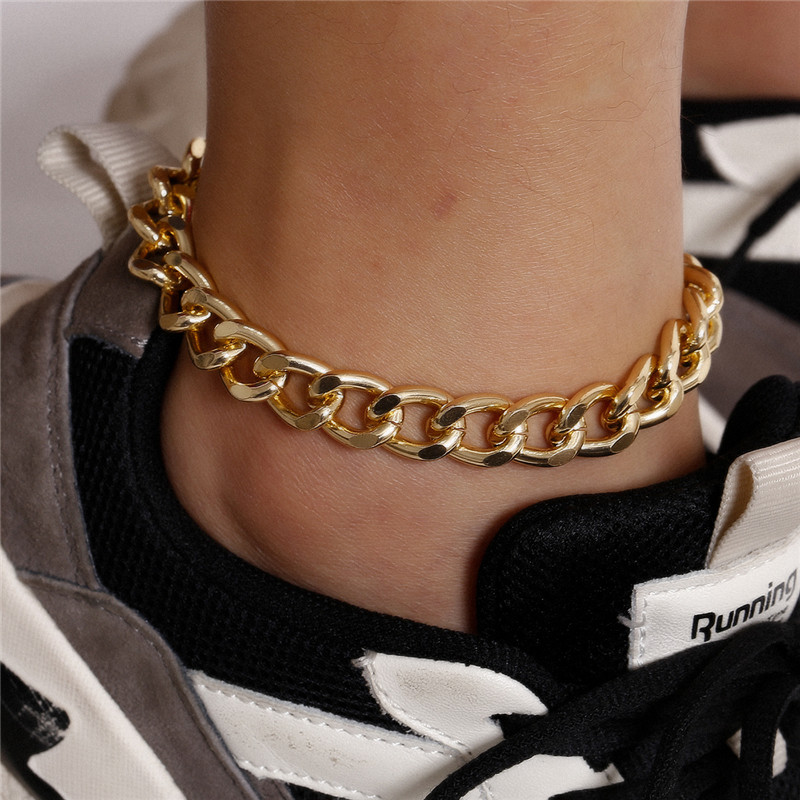 Title 5, Single Layer Thick Chain Hollow Simple Anklet