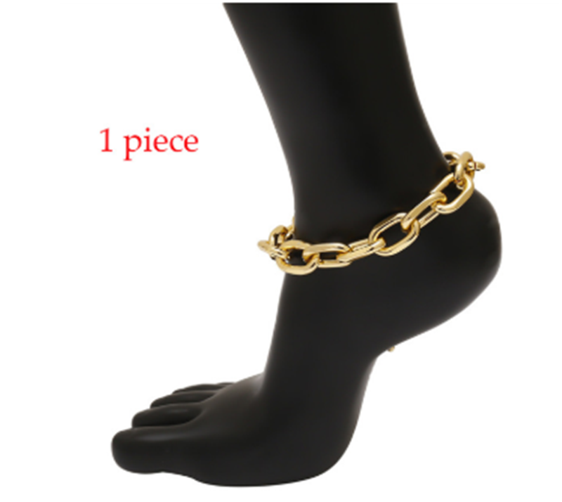 Title 9, Single Layer Thick Chain Hollow Simple Anklet