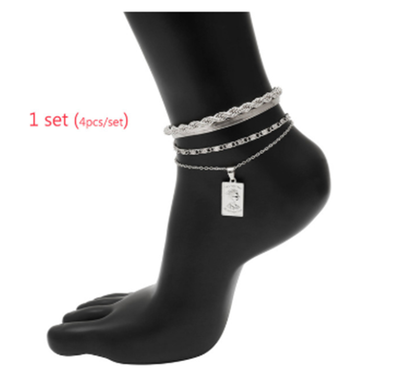 Title 8, Single Layer Thick Chain Hollow Simple Anklet