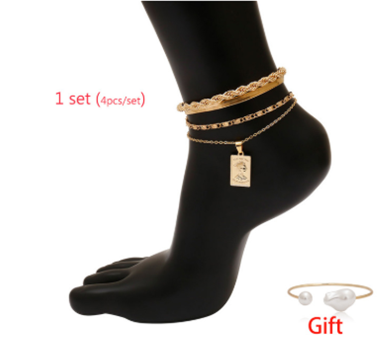 Title 10, Single Layer Thick Chain Hollow Simple Anklet