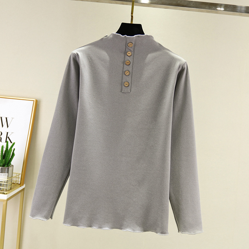 Double-Faced German Velvet Turtleneck Top Women Winter Plus Velvet Padded Bottoming Shirt