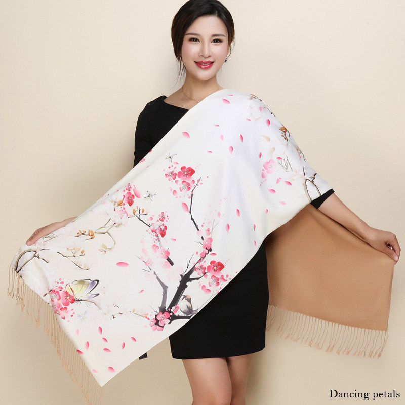 Satin Double-layer Shawl Cheongsam With Mum's Elder Scarf