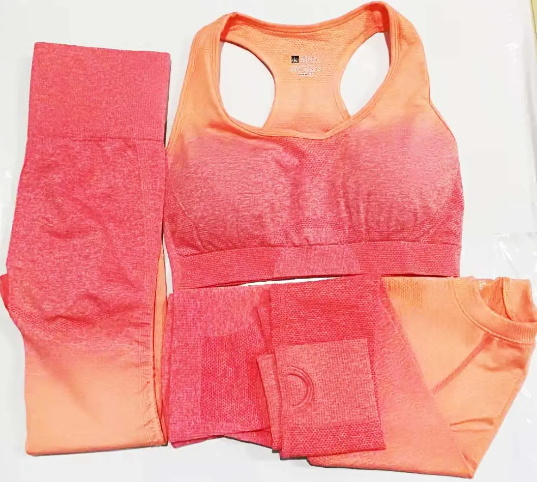 Ombre Crop Top Yoga Shirts for Women Seamless Long Sleeve Workout Tops Gym Shirts with Thumb Hole Fitness Crop Top Camisas Mujer