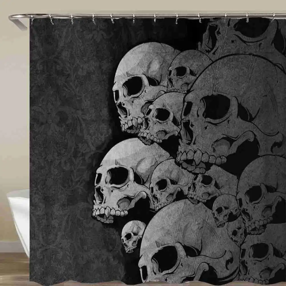 Skull Pattern Waterproof Shower Curtain Art Halloween