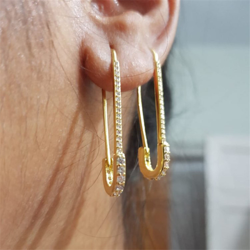 Simple Stud Earrings Pin Creative Small  Earrings With Diamonds