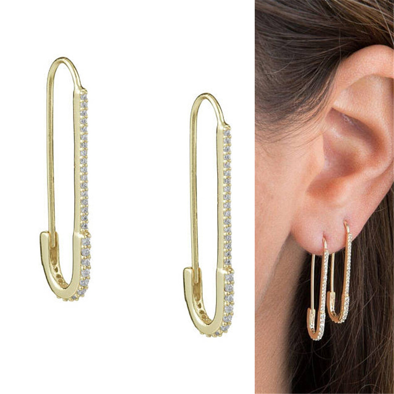 Simple Stud Earrings Pin Creative Small  Earrings With Diamonds