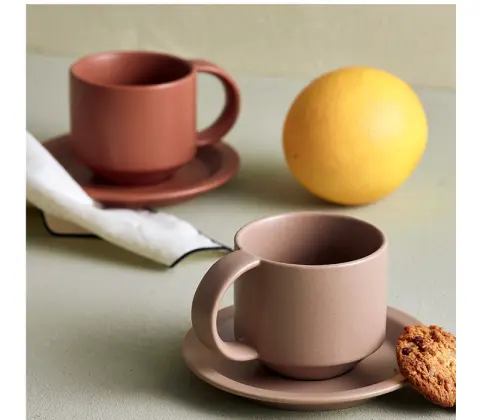Velvet Ceramic Coffee Mug with Tray
