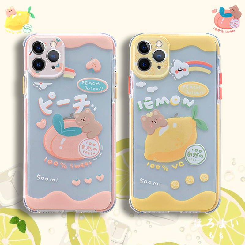 Compatible with Apple , All-inclusive Silicone Phone Case For Lying Fruit Bear