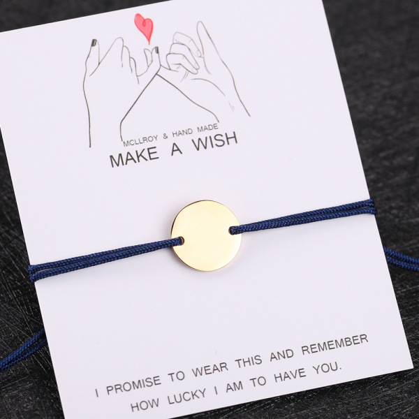 Women's Personalized Round Tag Engraving Letter Stainless Steel Bracelet