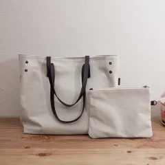 Japanese Large Capacity Canvas Bags - Beige - View 1