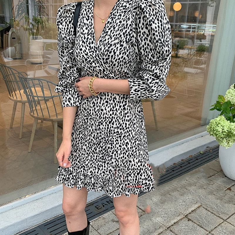 Black And White Little Milk Leopard Dress