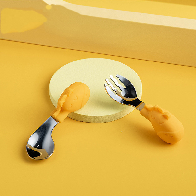 Short Handle Fork Baby And Children Tableware Set Complementary Food Licking Spoon