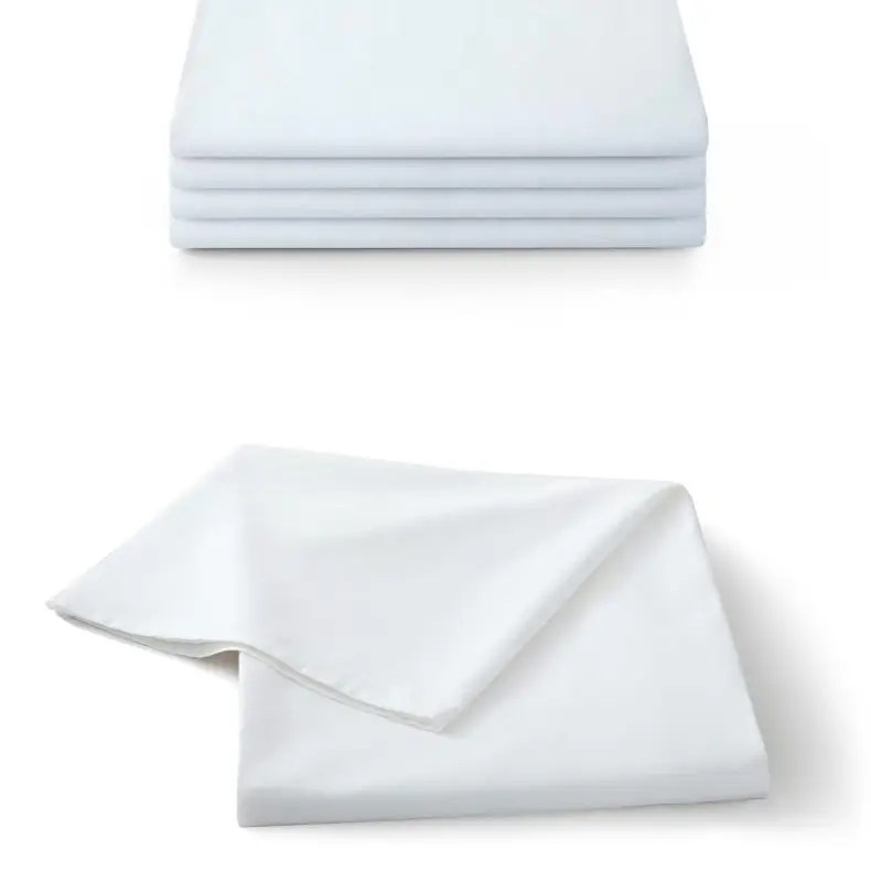 White Bed Sheet for Bedroom, Cotton Flat Sheet in Multiple Sizes
