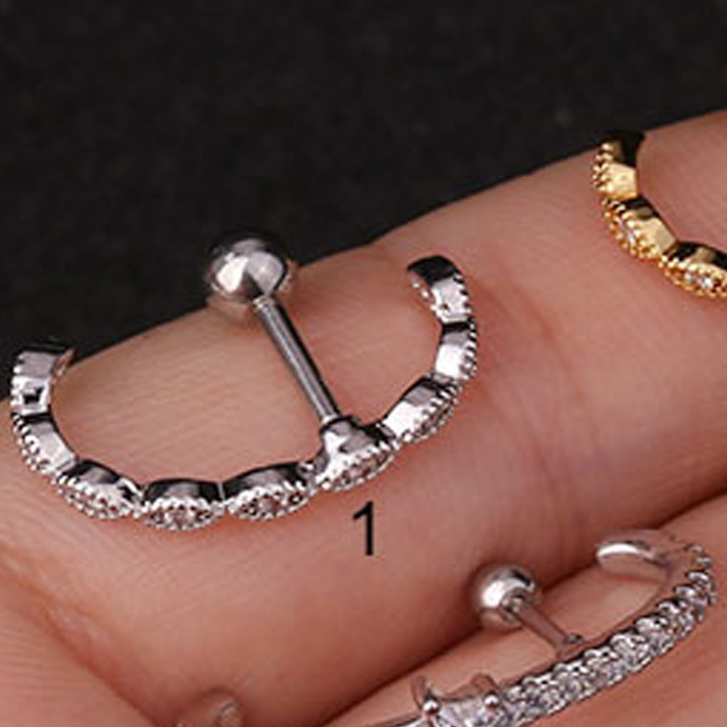 Exaggerated Long Screw Stainless Steel Flower Ear Bone Studs