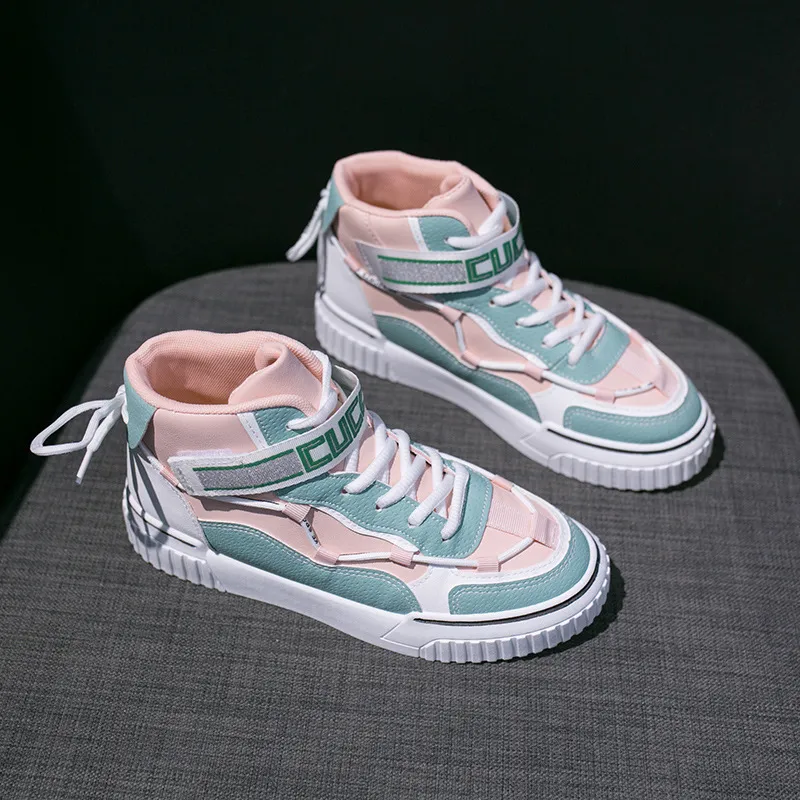 Fashion Ladies High Top Casual Sneakers - Green