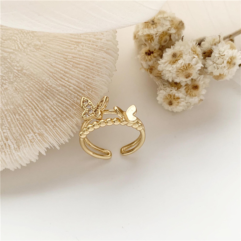 Korean Sweet Girl Micro Inlaid Bow Ring