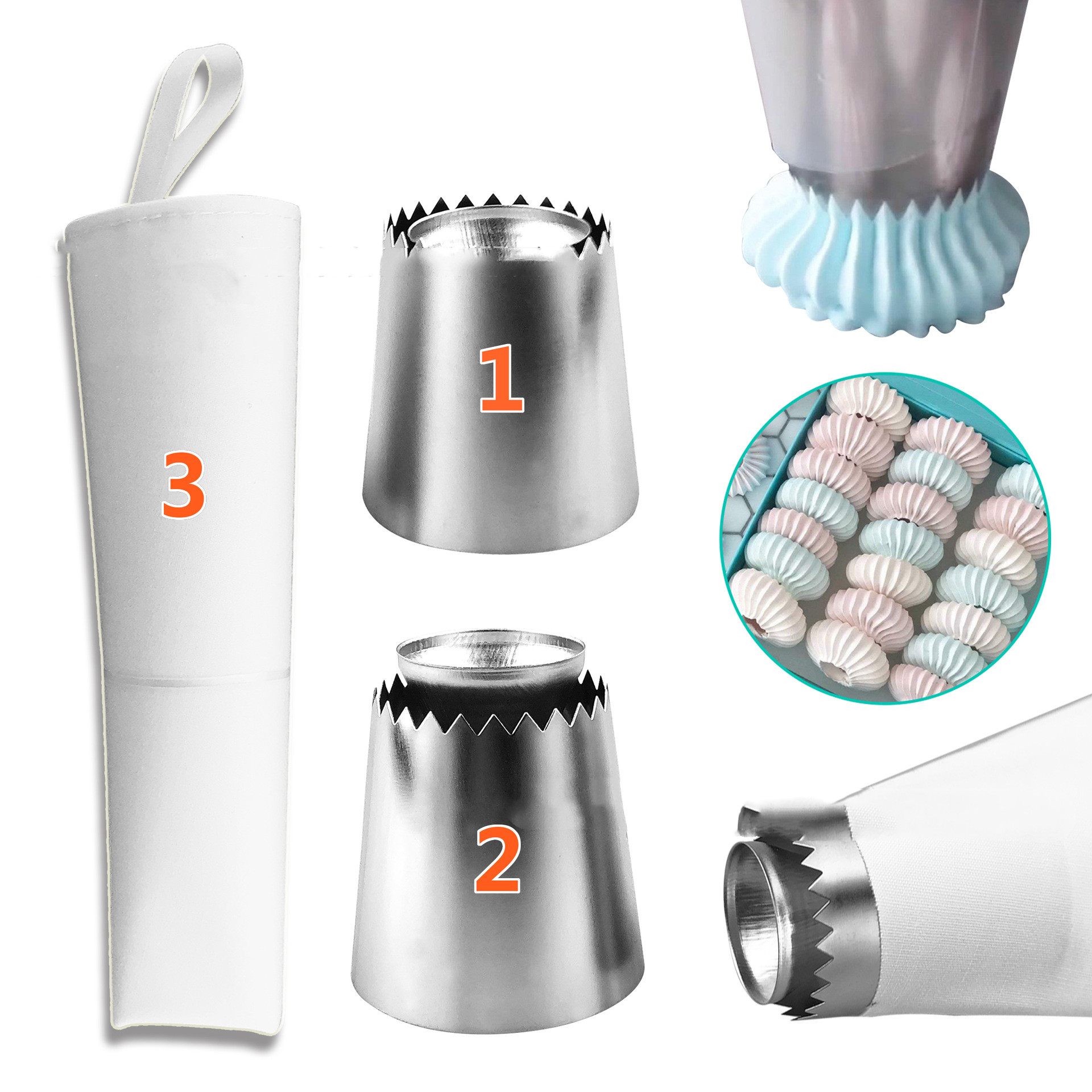 Title 4, 3pcs Set Cookie Stainless Steel Decorating Mouth