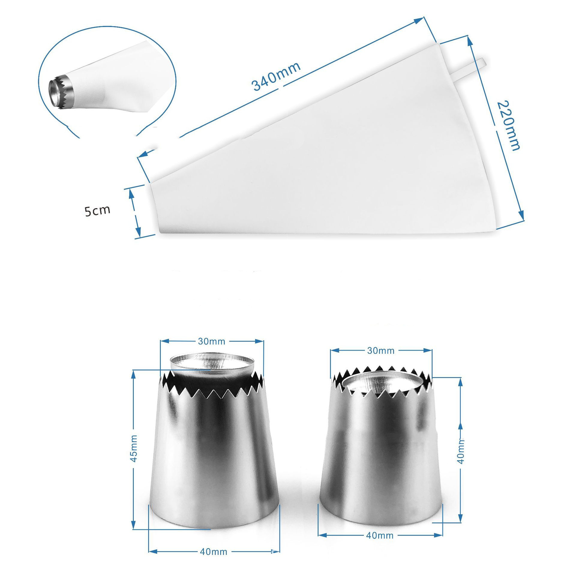 3pcs Set Cookie Stainless Steel Decorating Mouth