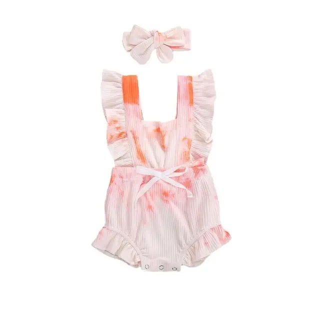 Tie-Dye Rompers Headband Ruffle Jumpsuit