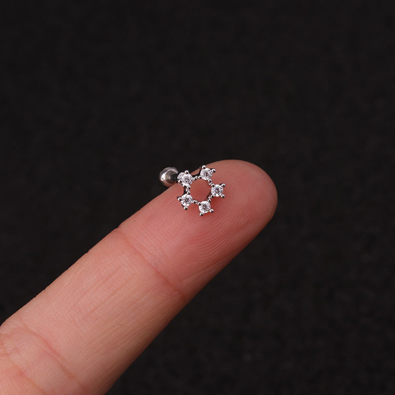 Rough Rod Earring Screw Stainless Steel Double-Sided Screw Earring Nail Female