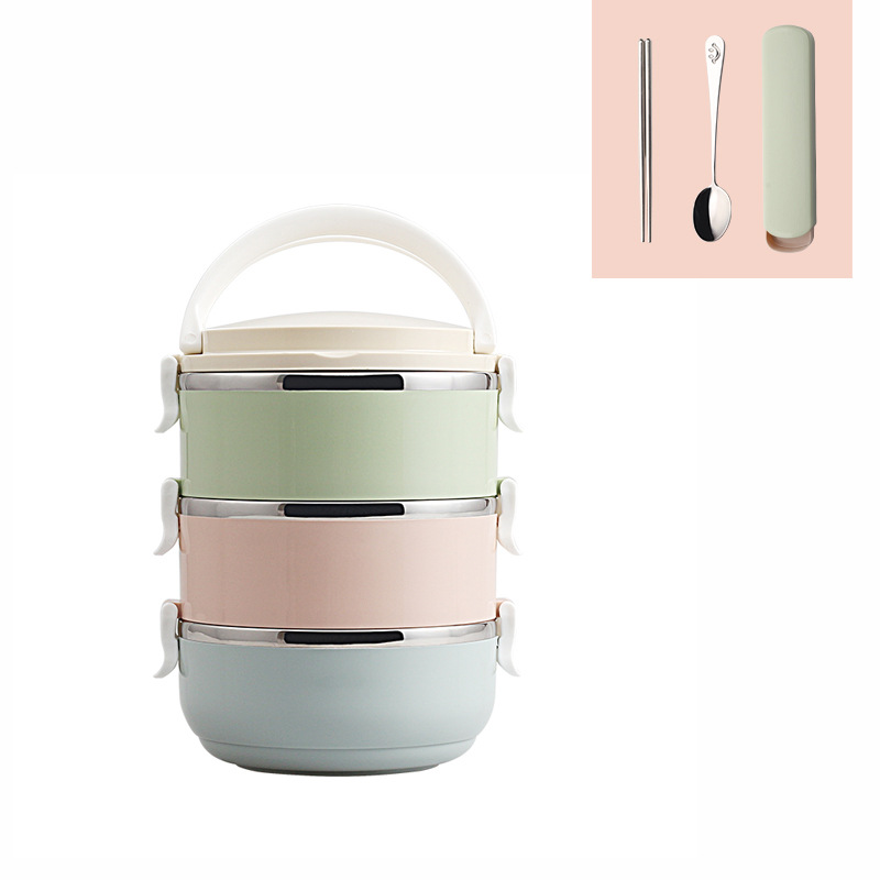 Cute 304 Stainless Steel Insulated Lunch Box Divided Grid Students And Children Lunch Box