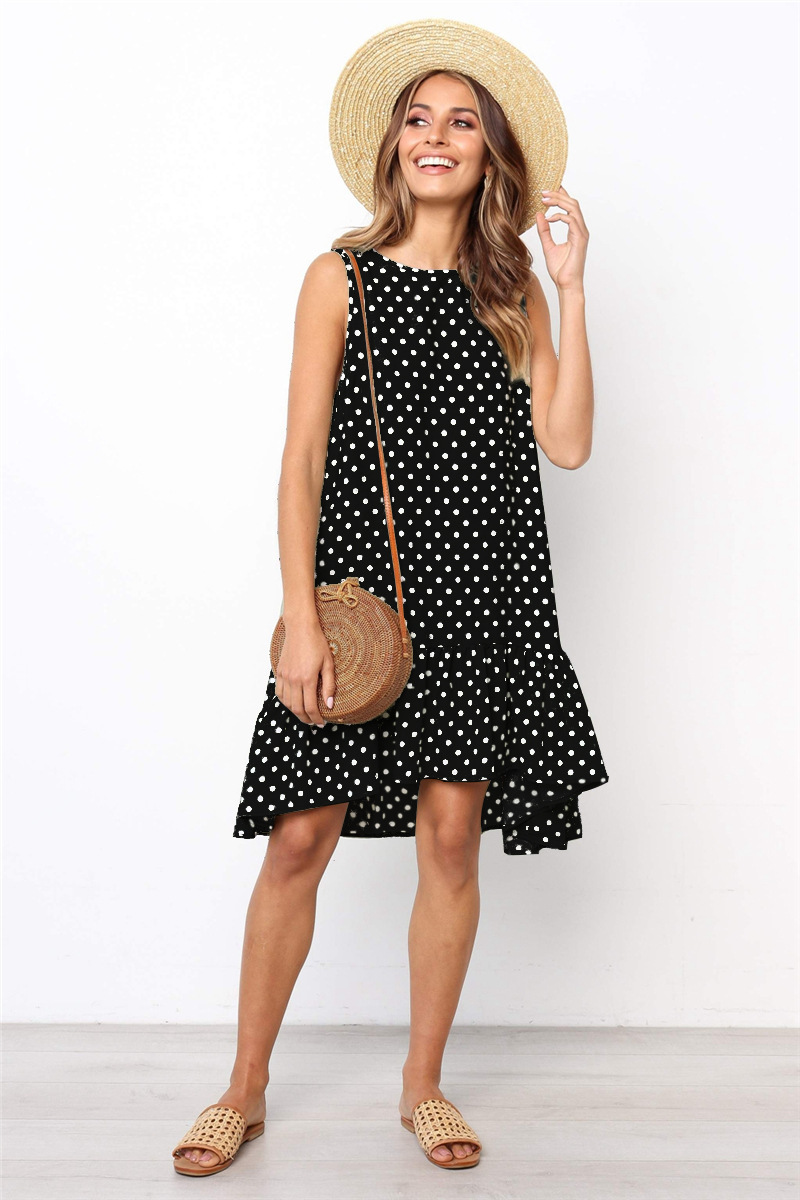Fashion Printed Polka Dot Ruffled Women's Dress