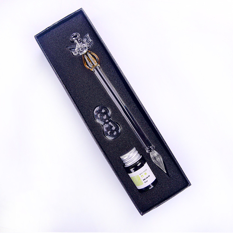 Transparent girl glass pen dipped in pen stationery crystal