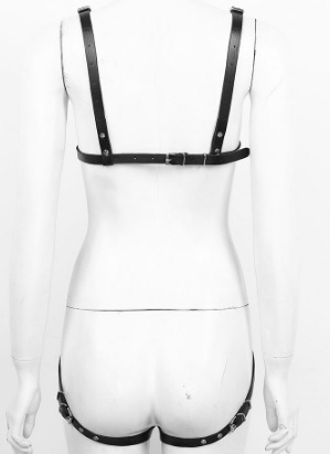 Title 3, Leather Suit One-Piece Collar Waist Chain Belt