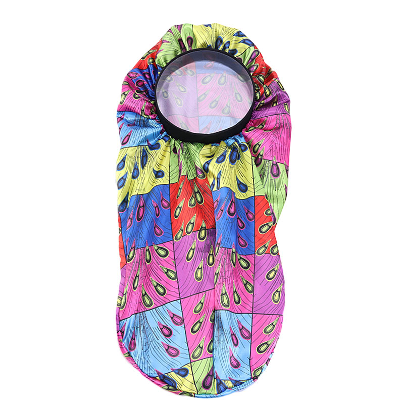 قبعة ساتان بطباعة إفريقية بطرف طويل مع غطاء للرأس